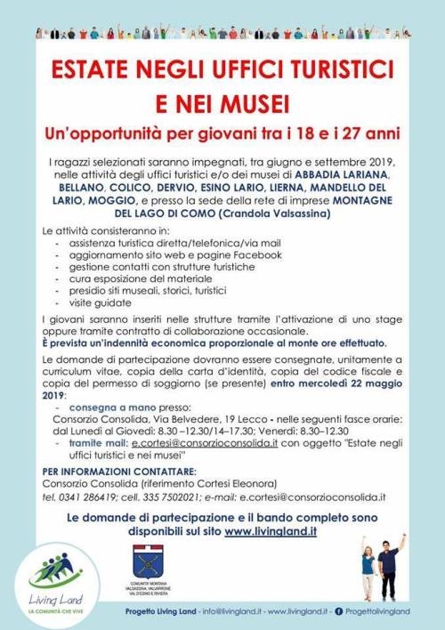Un'estate negli uffici turistici e nei musei per i giovani amanti del territorio