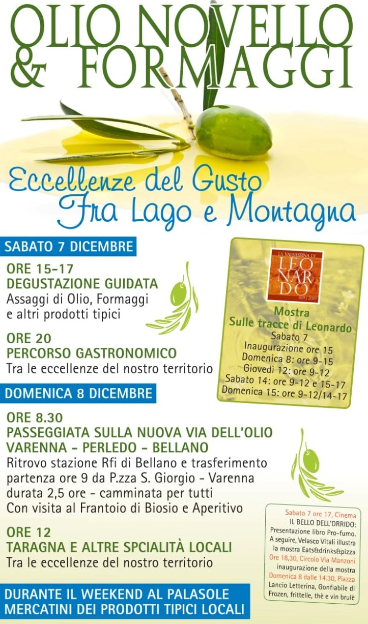 Il 7 e 8 dicembre a Bellano “Olio novello e formaggi”