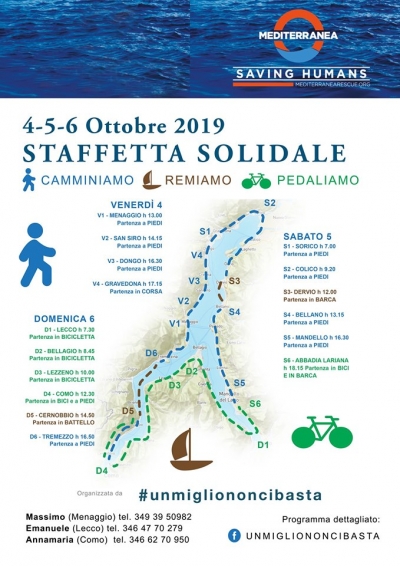 Staffetta solidale tra Lecco, Menaggio e Como 
